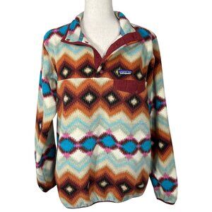 PATAGONIA Synchilla Snap-T Fleece Pullover in Timber Twist Red Cinder #25455 EUC